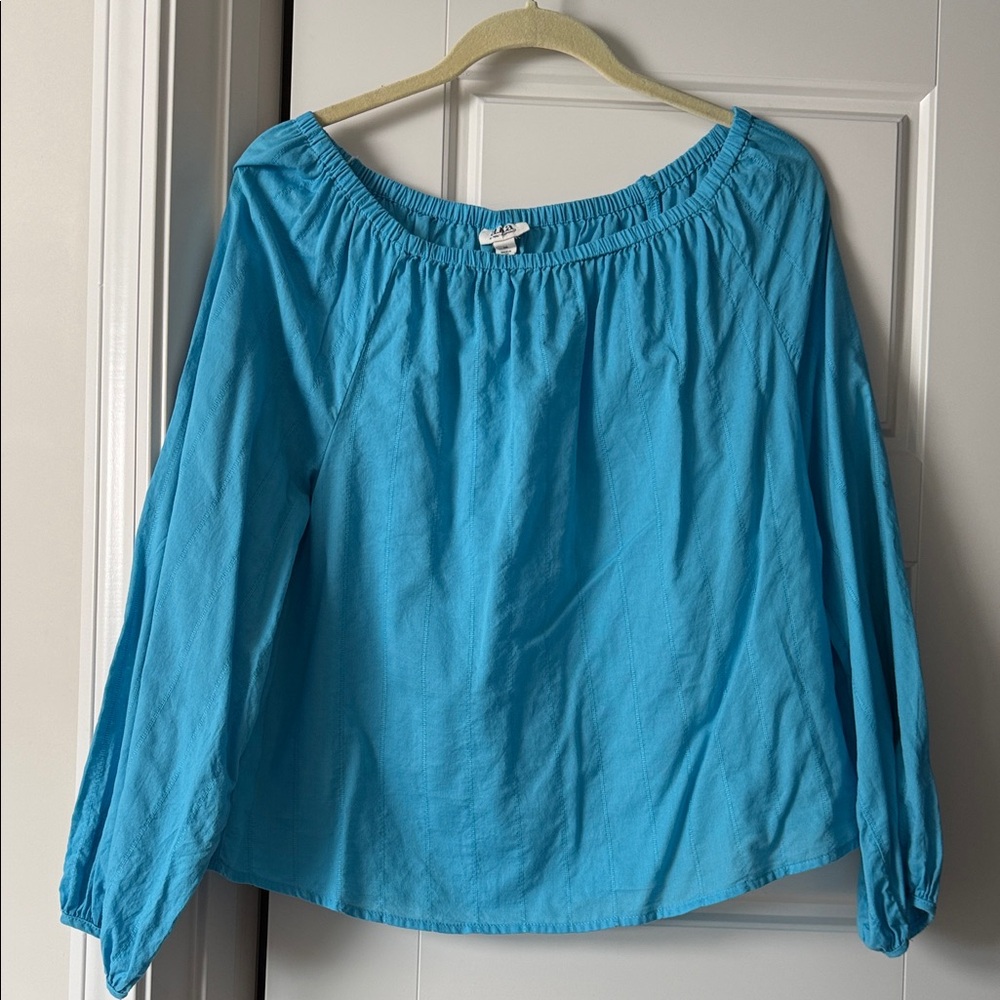 a.n.a Women's Off-the-Shoulder Long Sleeve Top in Turquoise Blue